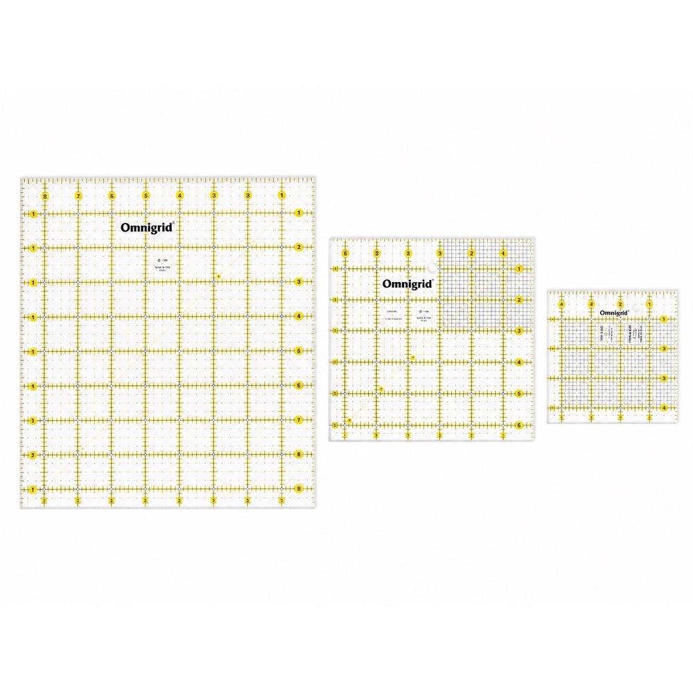 Omnigrid Square Quilting Ruler Set 3 Piece 4.5 6.5 9.5 Inch Acrylic Sewing Tools